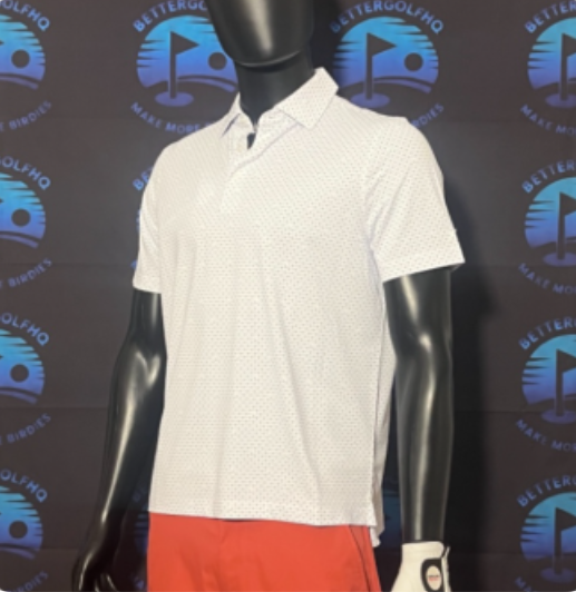 Men's Small White Dirty Martini Patterned Golf Shirt