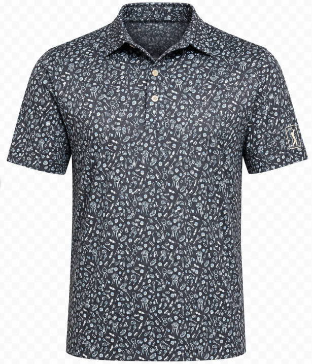 PGA Tour BBQ Cookout Print Golf Polo Shirt - Men's Medium