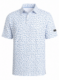 Men's Small White Flower Patterned Yatta Golf Polo