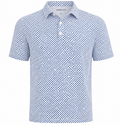Men's Small Navy Blue and Light Blue Sting Ray Patterned Kenneth Cole Golf Shirt