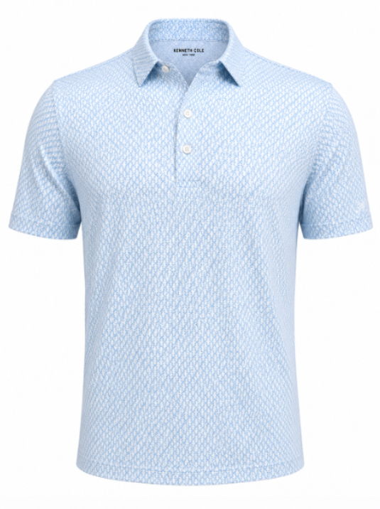 Men's Small Light Blue x Patterned Kenneth Cole Golf Shirt