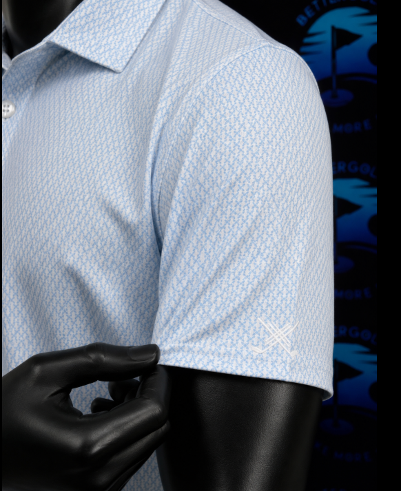 Men's Small Light Blue x Patterned Kenneth Cole Golf Shirt