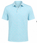 Men's Small Green and Pink Sting Ray Patterned Kenneth Cole Golf Shirt