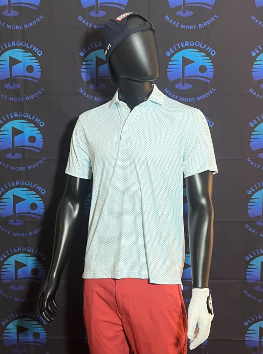 Men's Small Green and Pink Sting Ray Patterned Kenneth Cole Golf Shirt