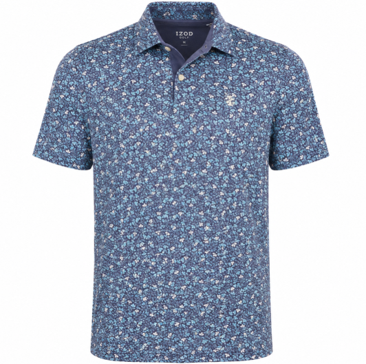 Men's Small Blue Vine Patterned IZOD Golf Shirt