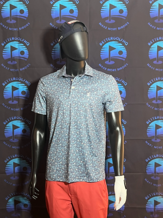 Men's Small Blue Vine Patterned IZOD Golf Shirt
