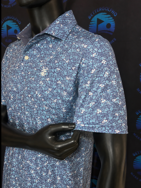 Men's Small Blue Vine Patterned IZOD Golf Shirt