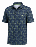Men's Medium Navy Golf & Drinks Pattern Polo