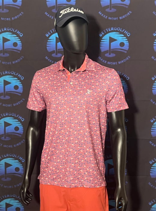 Men's Medium IZOD Coral Floral Performance Golf Polo