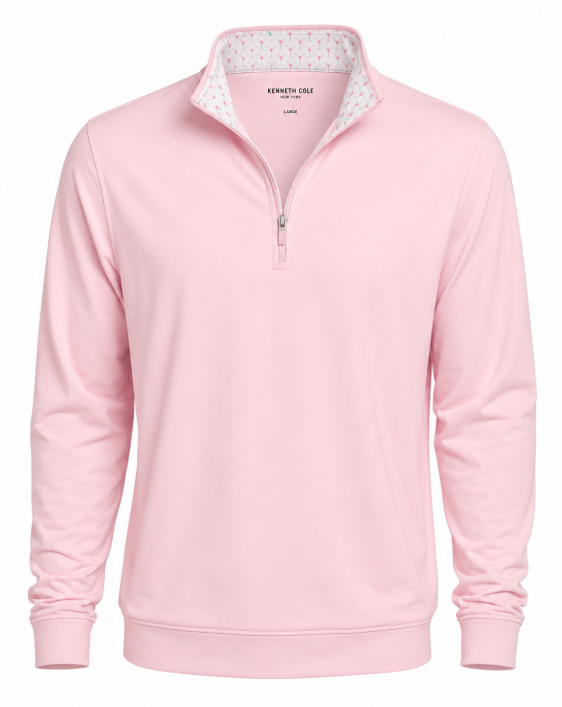 Men's Large Kenneth Cole Pink Quarter-Zip Pullover