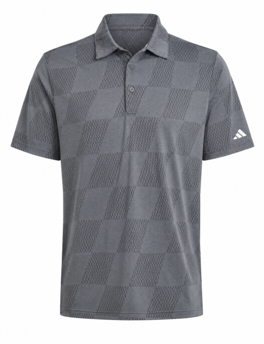 Men's Large Grey Checkered Adidas Collard shirt