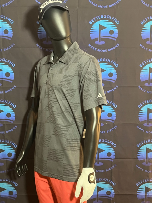 Men's Large Grey Checkered Adidas Collard shirt