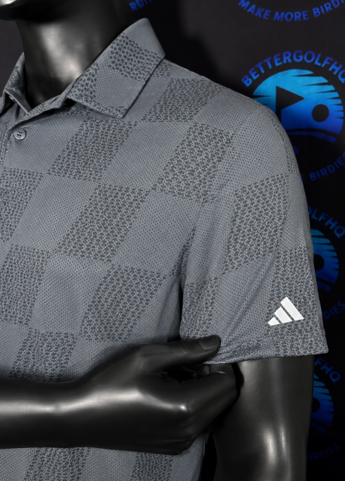 Men's Large Grey Checkered Adidas Collard shirt