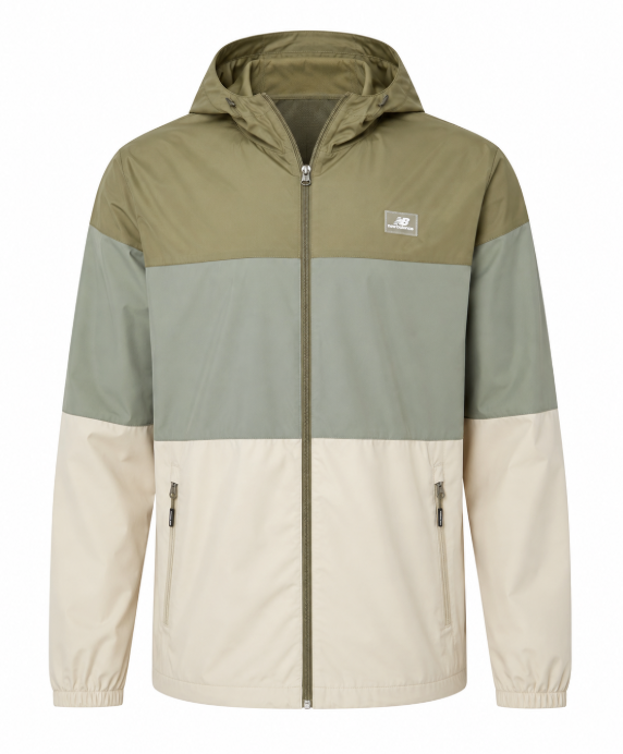 Men's Extra Large New Balance Olive Colorblock Hooded Windbreaker Jacket