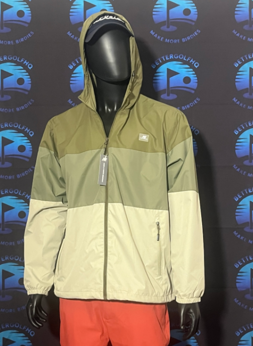 Men's Extra Large New Balance Olive Colorblock Hooded Windbreaker Jacket