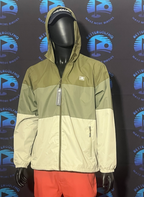 Men's Extra Large New Balance Olive Colorblock Hooded Windbreaker Jacket