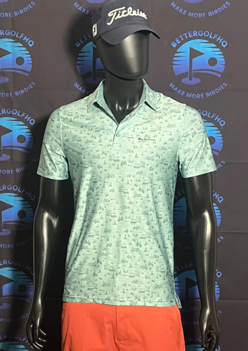 Ben Shermon Coastal Scenic Print Polo Shirt - Men's Medium